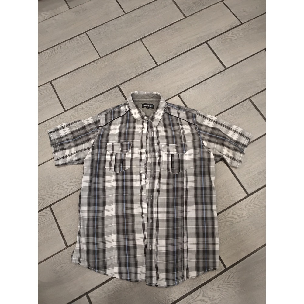 Burnside‎ Mens Plaid Short Sleeve Button Down Shirt Casual Pocket Top